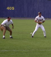 Crosscutter players play pepper with a coach